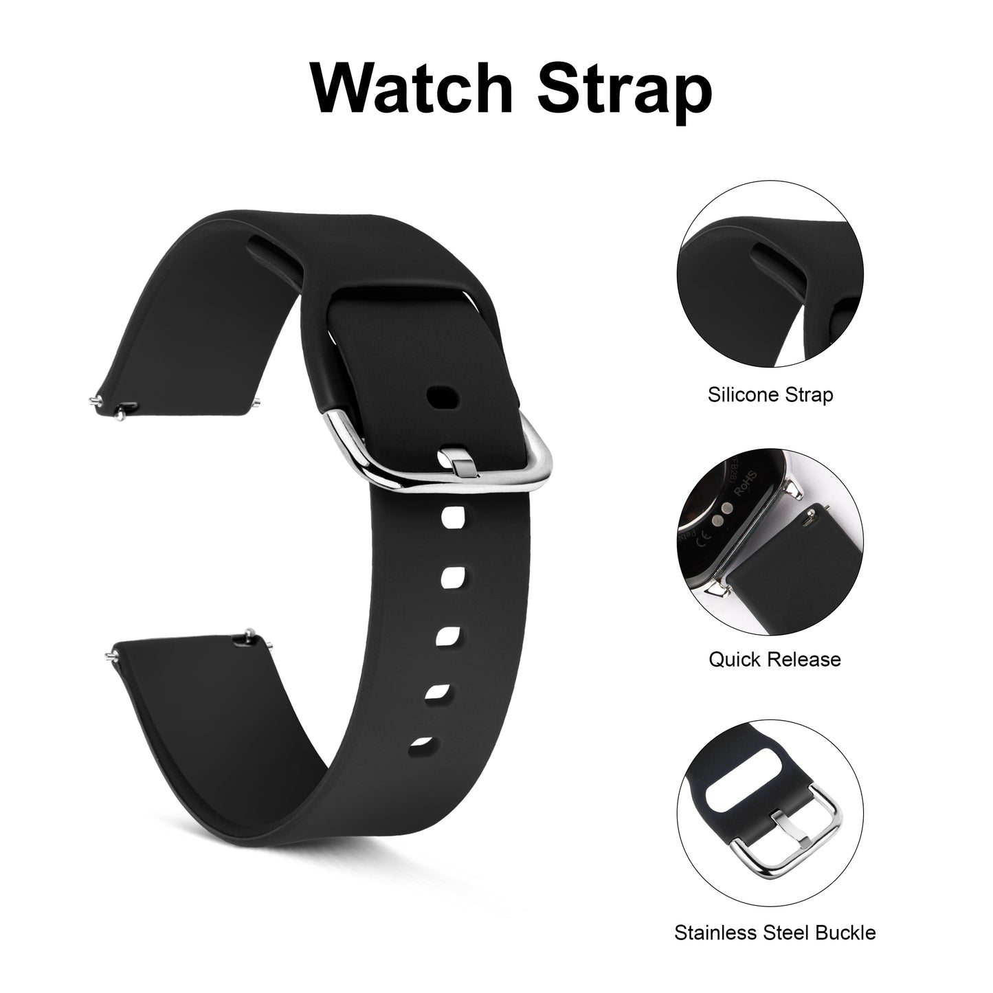 Matrix Accessorize 22MM Silicone Loop Strap (Colour :Black)