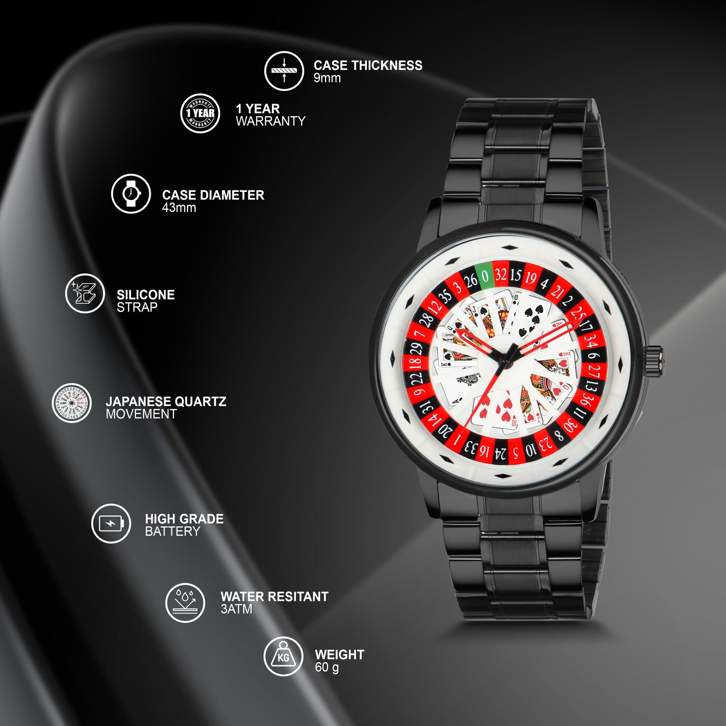 Matrix MotionX Rotating Roulette Dial With Stainless Steel Strap Analog Watch for Men