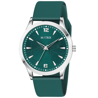 Matrix Dope Teal Green Dial With Silicone Strap Analog Watch For Men