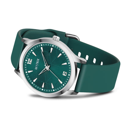 Matrix Dope Teal Green Dial With Silicone Strap Analog Watch For Men