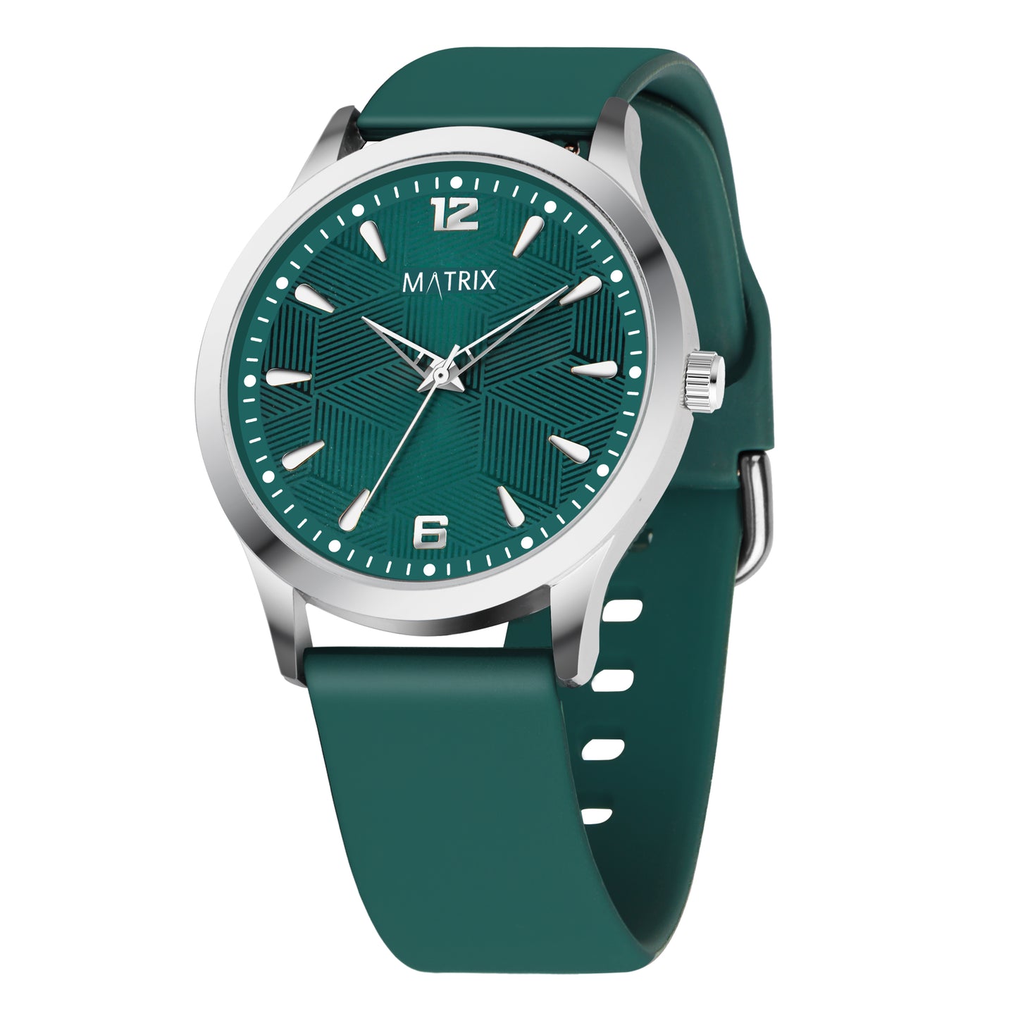 Matrix Dope Teal Green Dial With Silicone Strap Analog Watch For Men