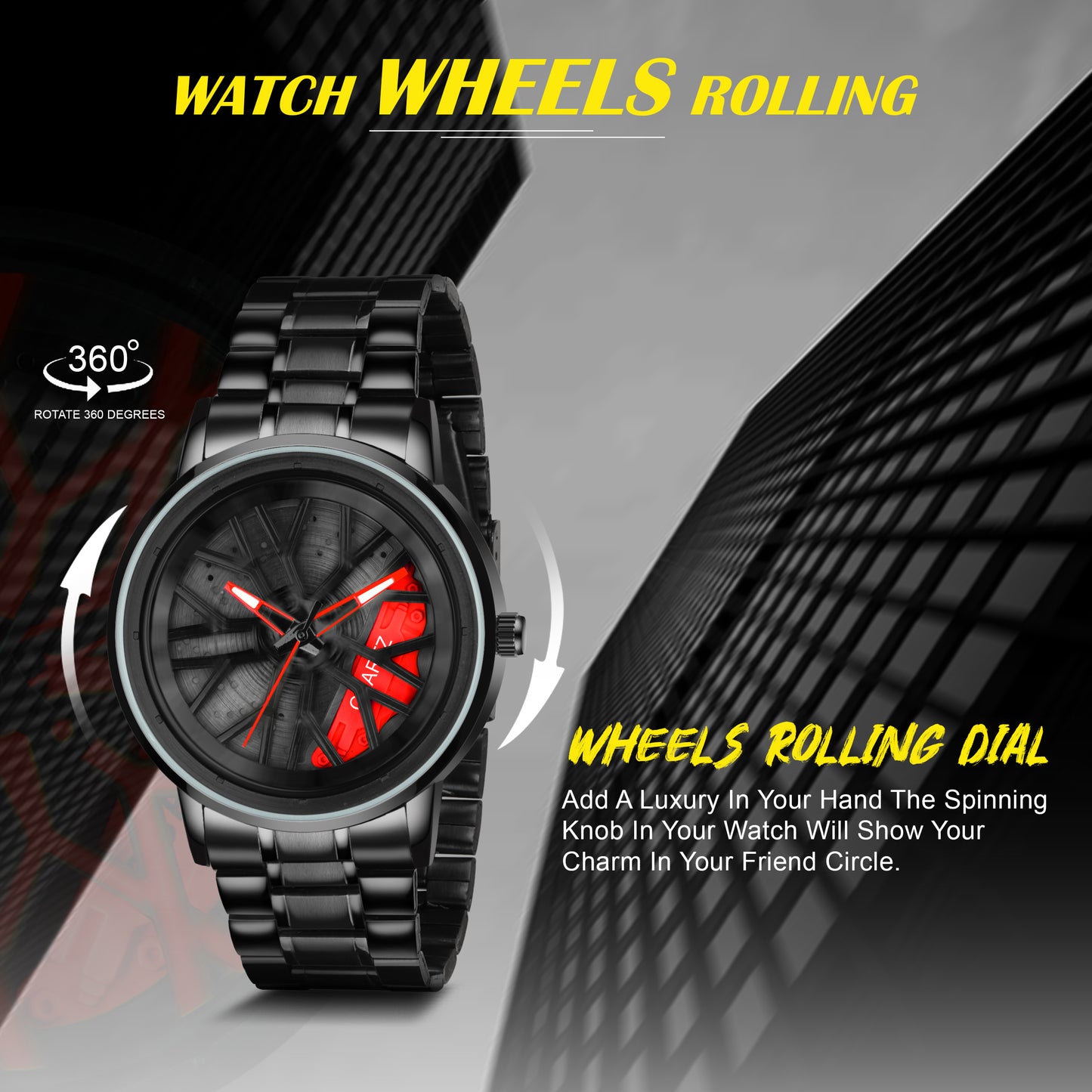 MotionX Rotating Roulette Dial Stainless Steel Strap Analog Watch for Men