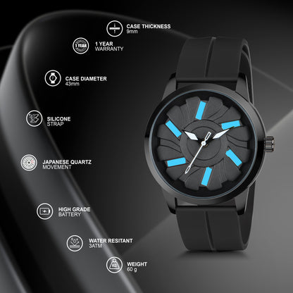 MotionX Rotating Dial With Radium Inside Black Mens Analog Watch