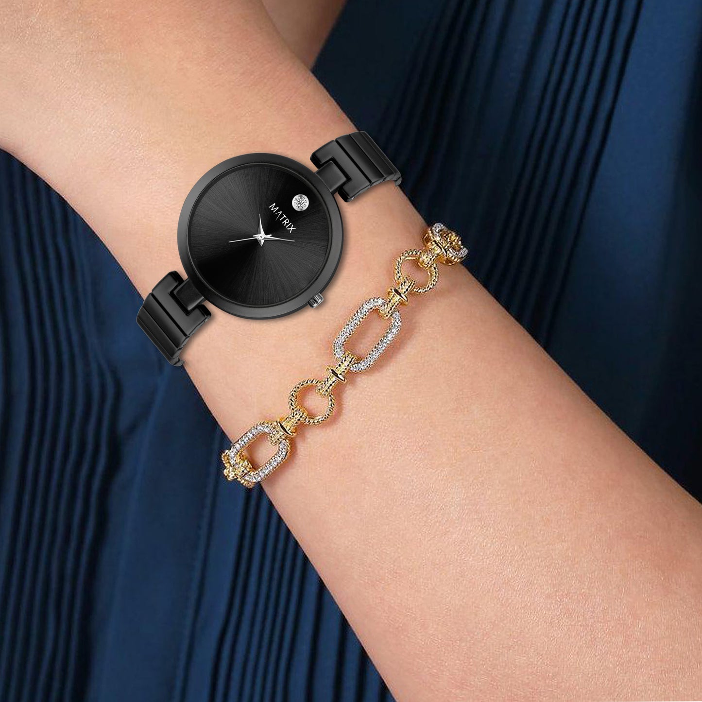 BLUSH Stone Stud Bracelet Style Analog Watch for Women