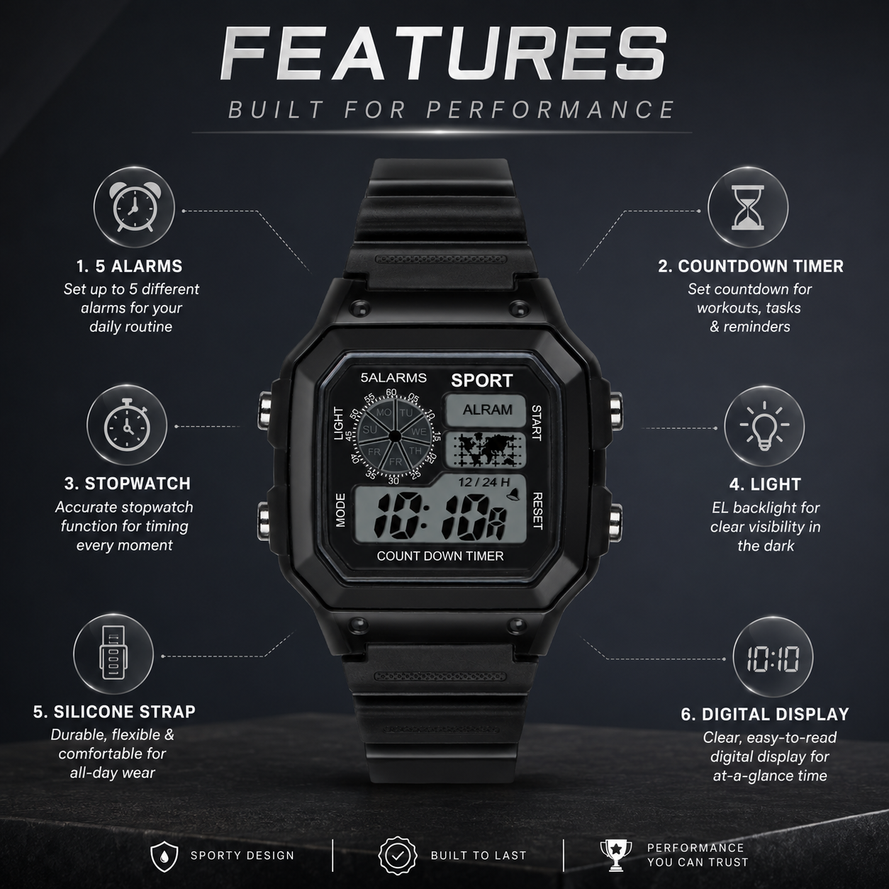 Matrix Sportz Digital Silicone Sports Watch For Men
