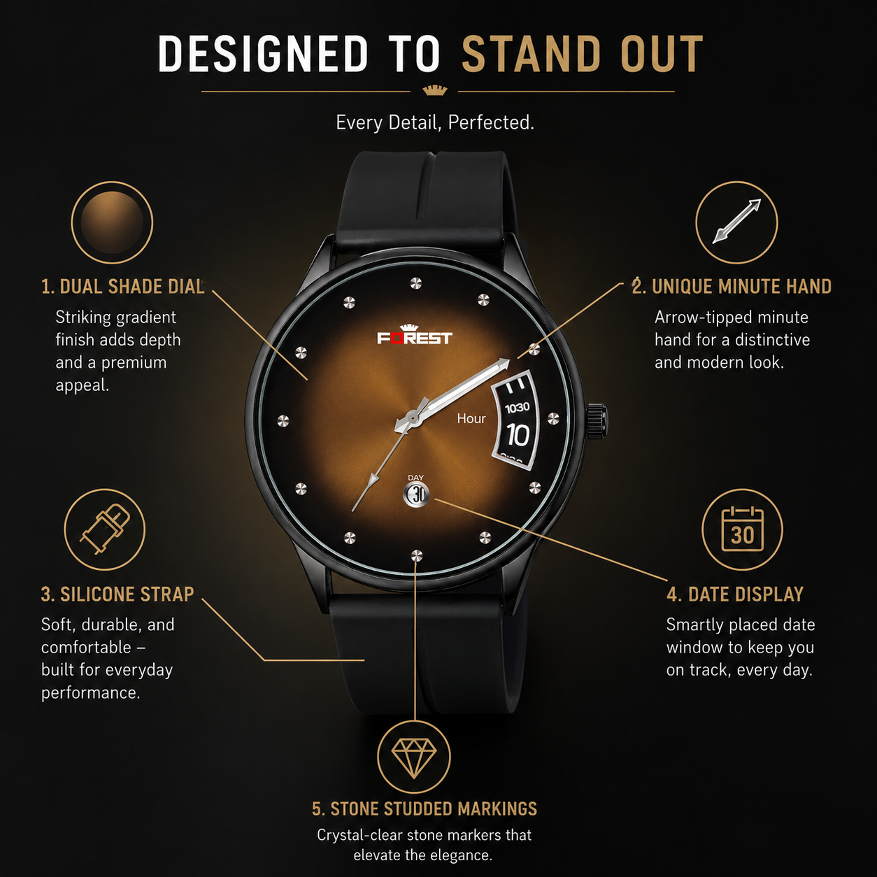 Matrix x Forest Edition Dual Tone Unique Hour Analog Watch For Men