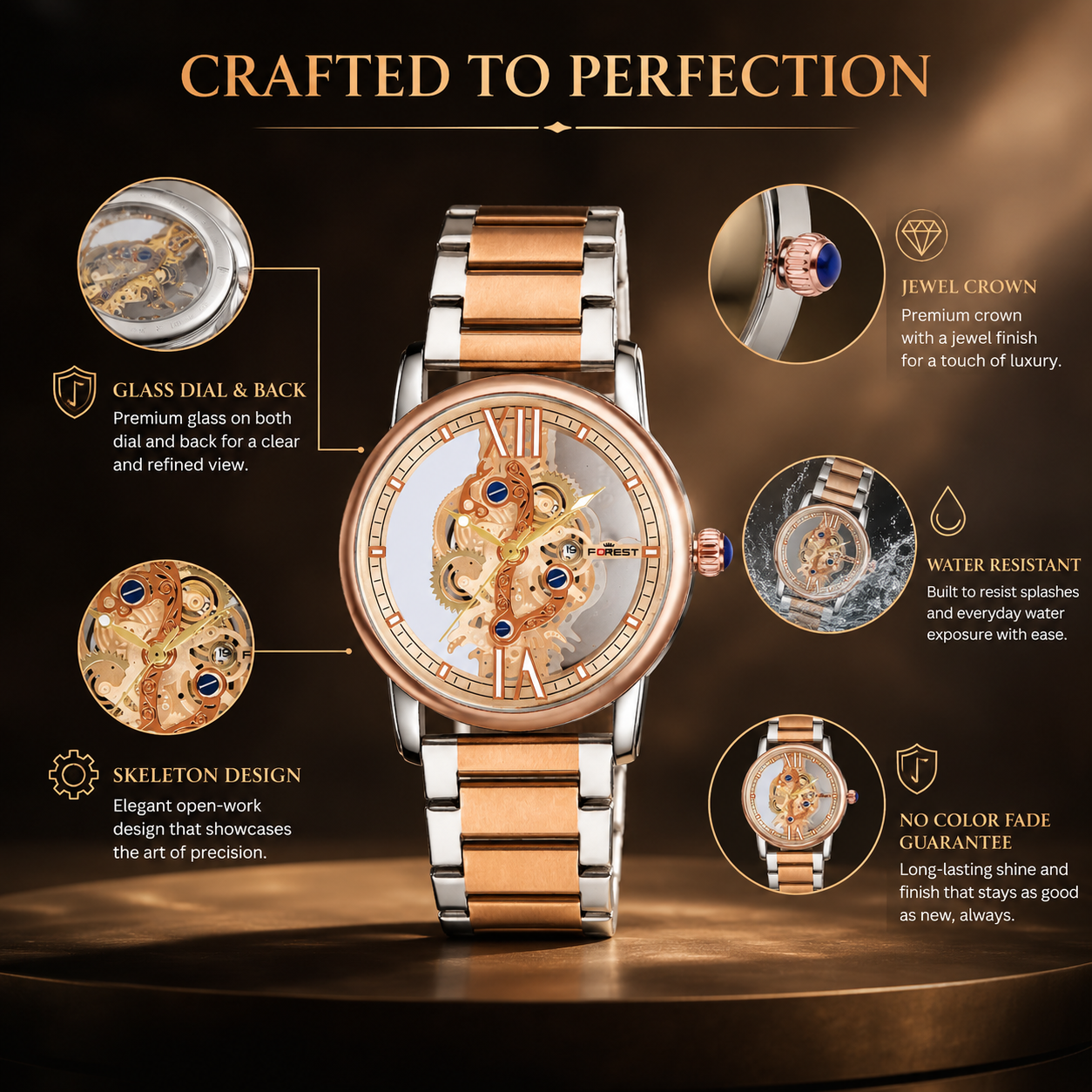 Matrix x Forest Edition Skeleton Stainless Steel Analog Watch For Men