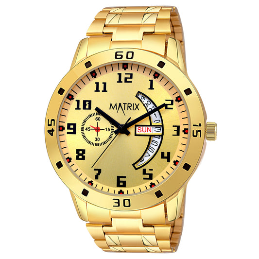 Matrix Gold Edition Day & Date With Gold Plated Stainless Steel Strap Analog Watch For Men