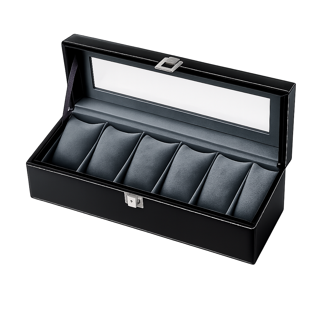 Matrix Accessorize Leather Watch Box Organizer-6 Slots| Black