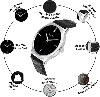 Signature Leather Strap Analog Watch for Men