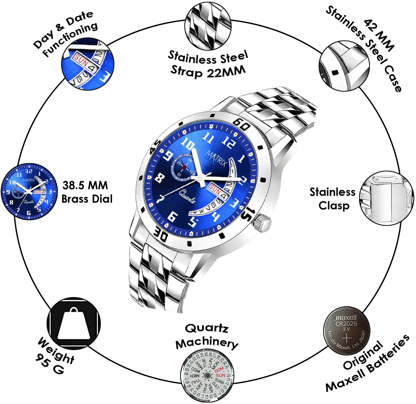 Matrix Classic Stainless Steel Analog Watch For Men