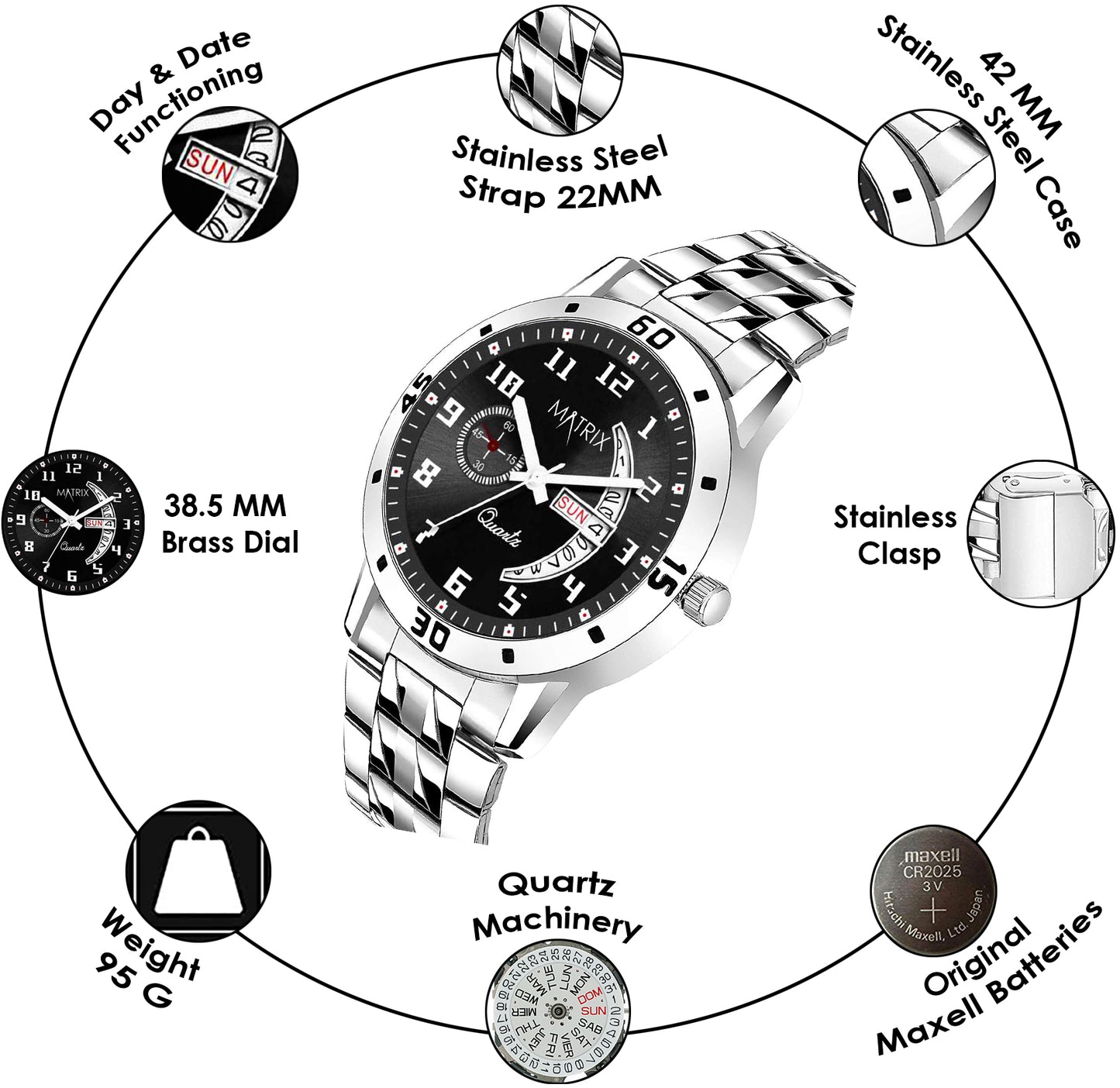 Matrix Classic Stainless Steel Analog Watch For Men