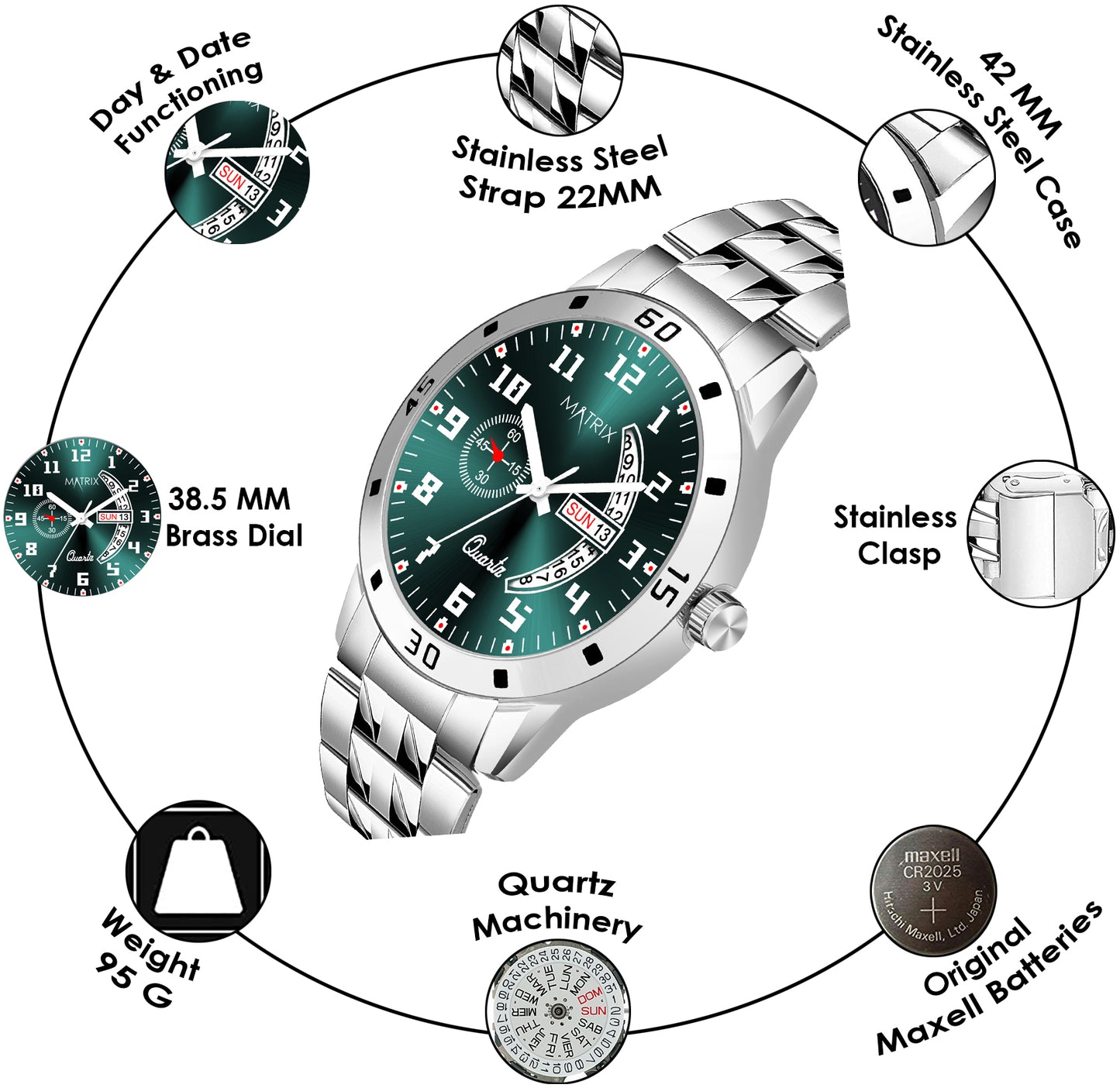 Matrix Classic Stainless Steel Analog Watch For Men