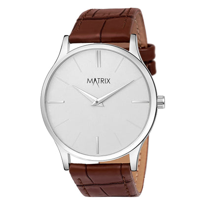 Signature Leather Strap Analog Watch for Men