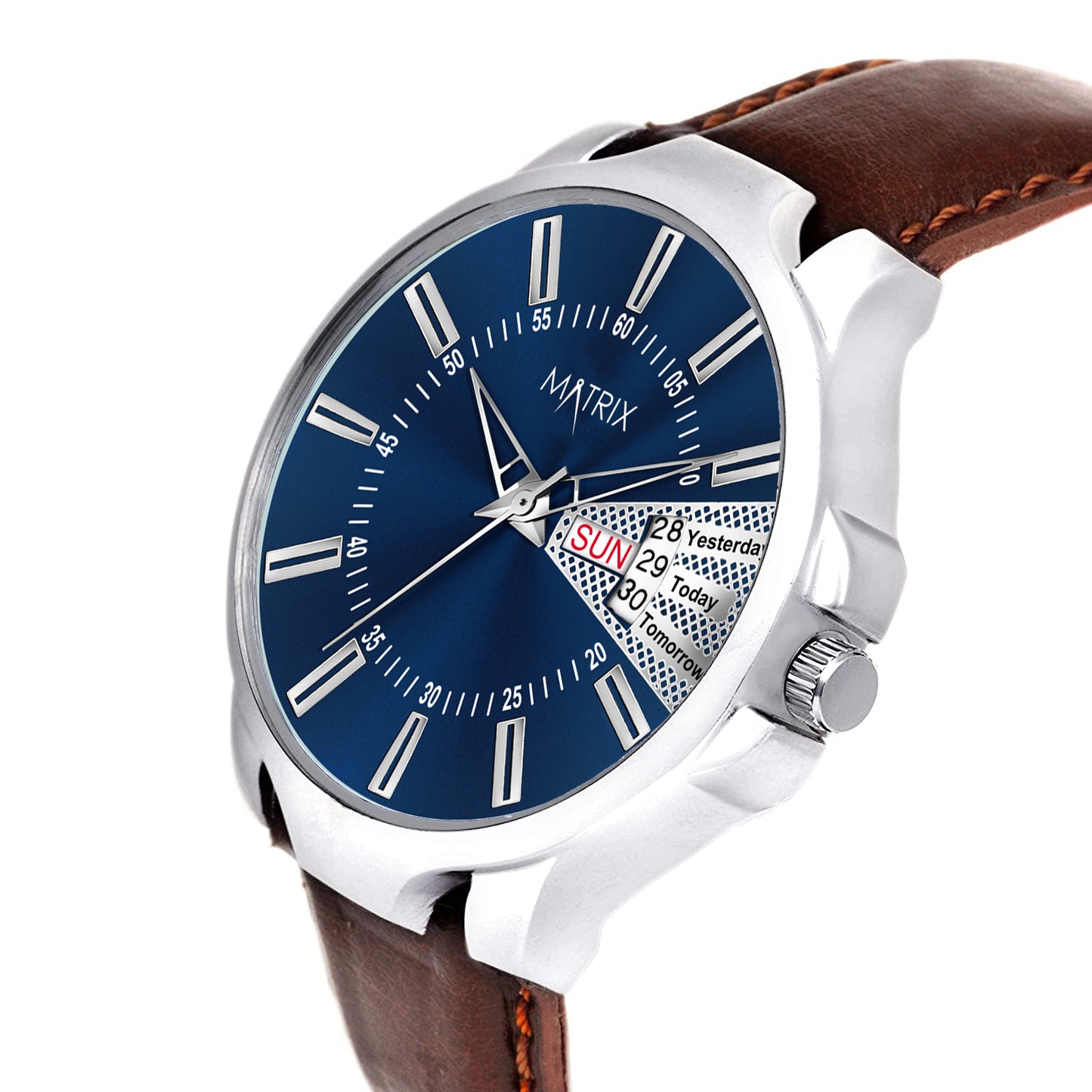 Matrix Leather Antique 3.0 Collection Day & Date Wrist Analog Watch For Men & Boys