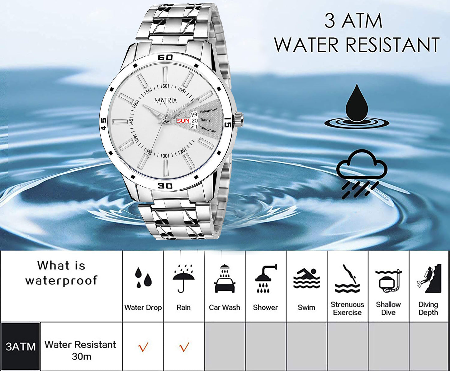 Matrix Antique 3.0 Day & Date With Stainless Steel Strap Analog Watch For Men