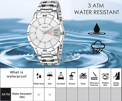 Matrix Antique 3.0 Day & Date With Stainless Steel Strap Analog Watch For Men