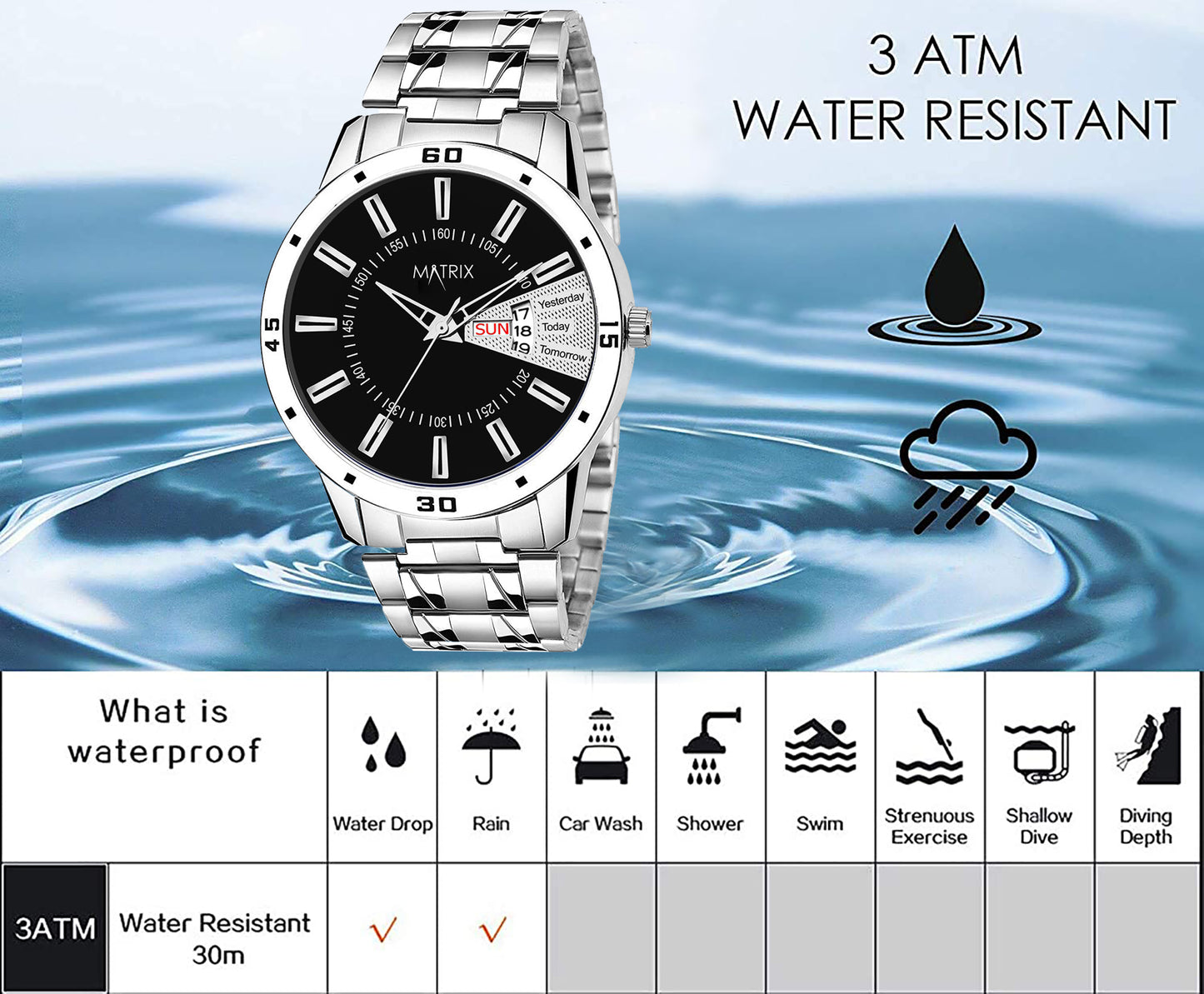 Matrix Antique 3.0 Day & Date With Stainless Steel Strap Analog Watch For Men