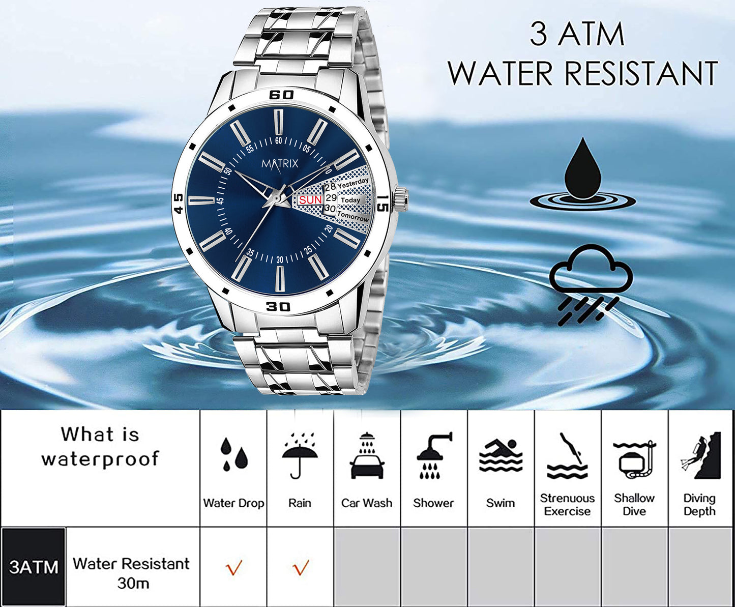 Matrix Antique 3.0 Day & Date With Stainless Steel Strap Analog Watch For Men