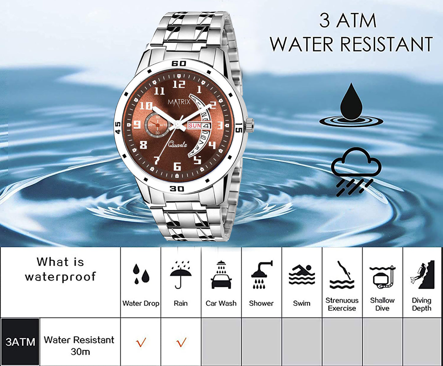 Matrix Classic Stainless Steel Analog Watch For Men