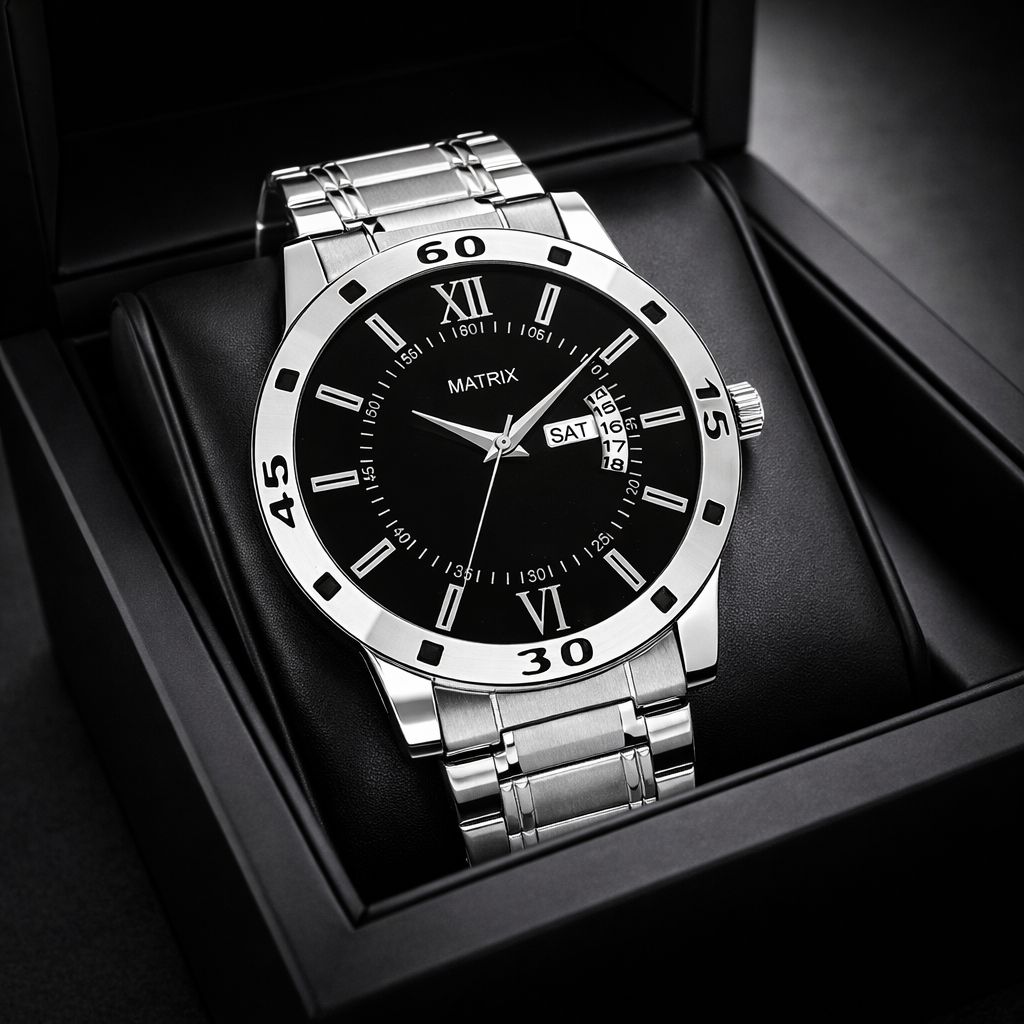 Matrix Antique Day and Date With Stainless Steel Strap Analog Watch for Men