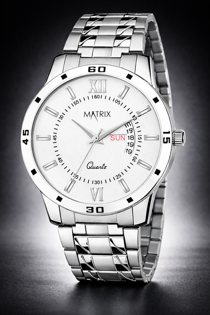 Matrix Antique Day and Date With Stainless Steel Strap Analog Watch for Men