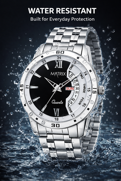 Matrix Antique Day and Date With Stainless Steel Strap Analog Watch for Men