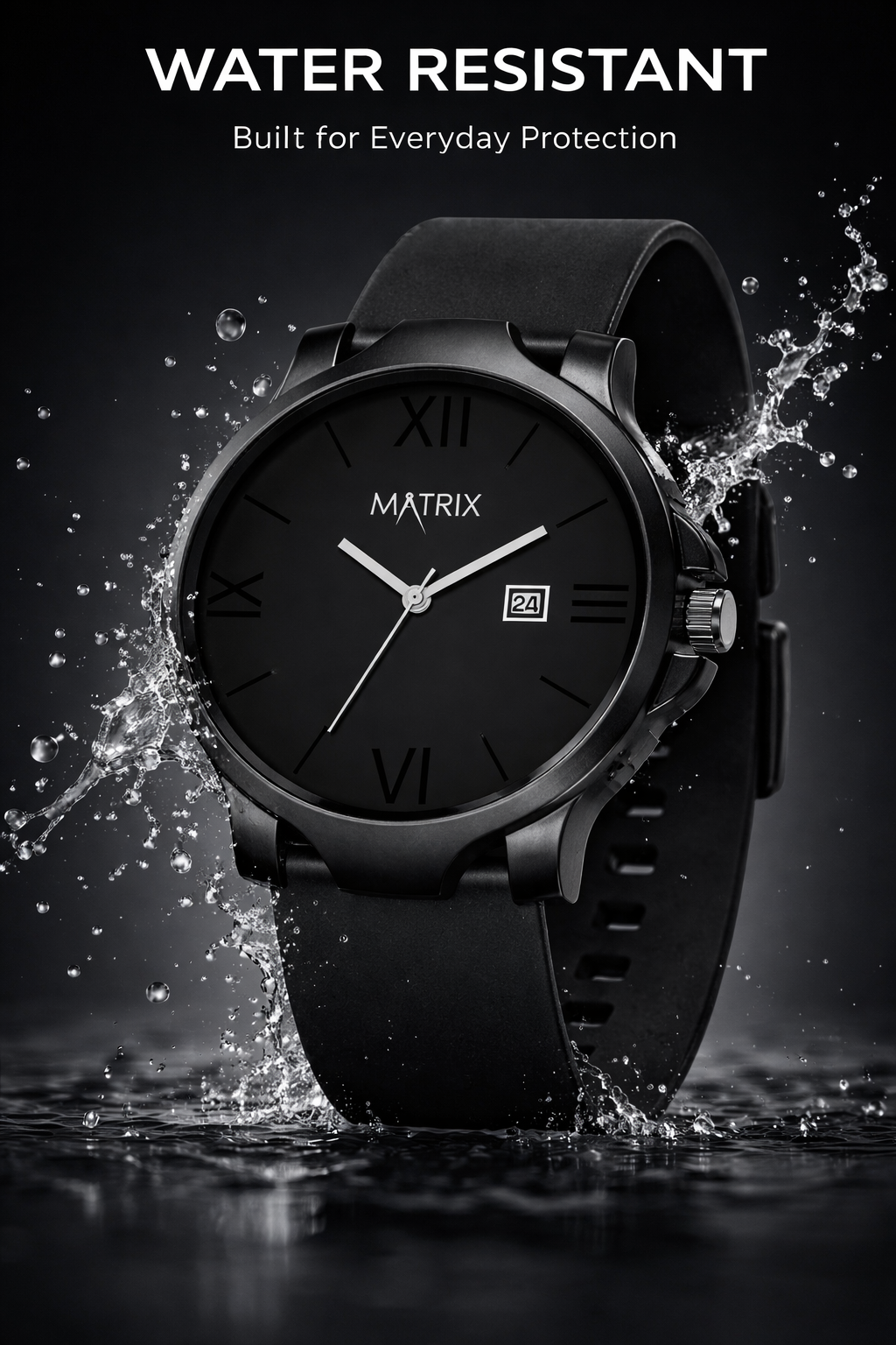 Matrix Dark Edition Day Display Silicone Strap Analog Watch for Men
