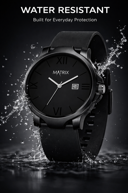Matrix Dark Edition Day Display Silicone Strap Analog Watch for Men