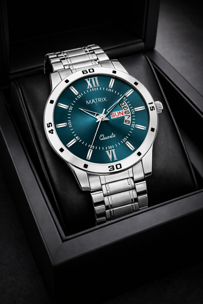 Matrix Antique Day and Date With Stainless Steel Strap Analog Watch for Men