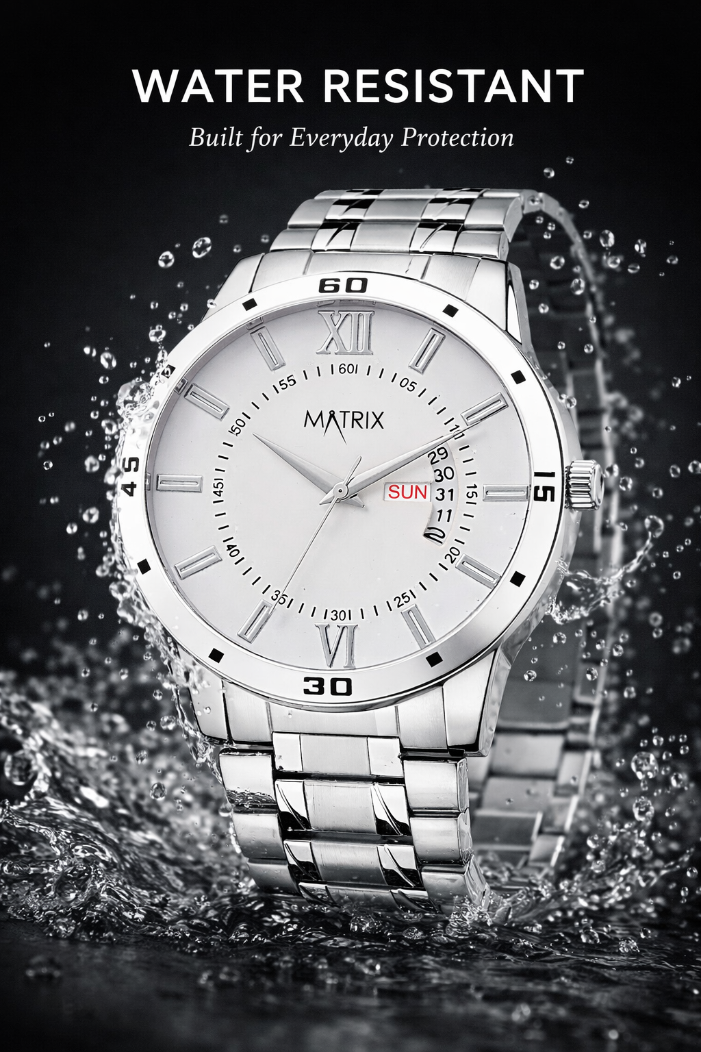 Matrix Antique Day and Date With Stainless Steel Strap Analog Watch for Men