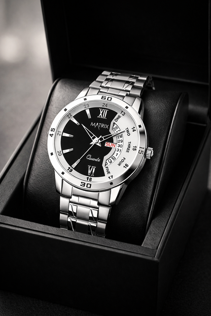 Matrix Antique Day and Date With Stainless Steel Strap Analog Watch for Men