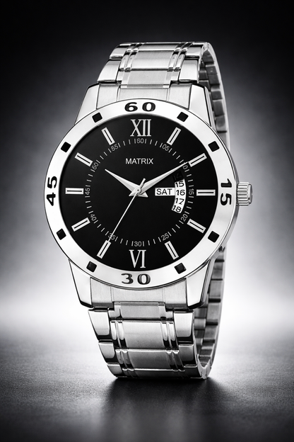 Matrix Antique Day and Date With Stainless Steel Strap Analog Watch for Men