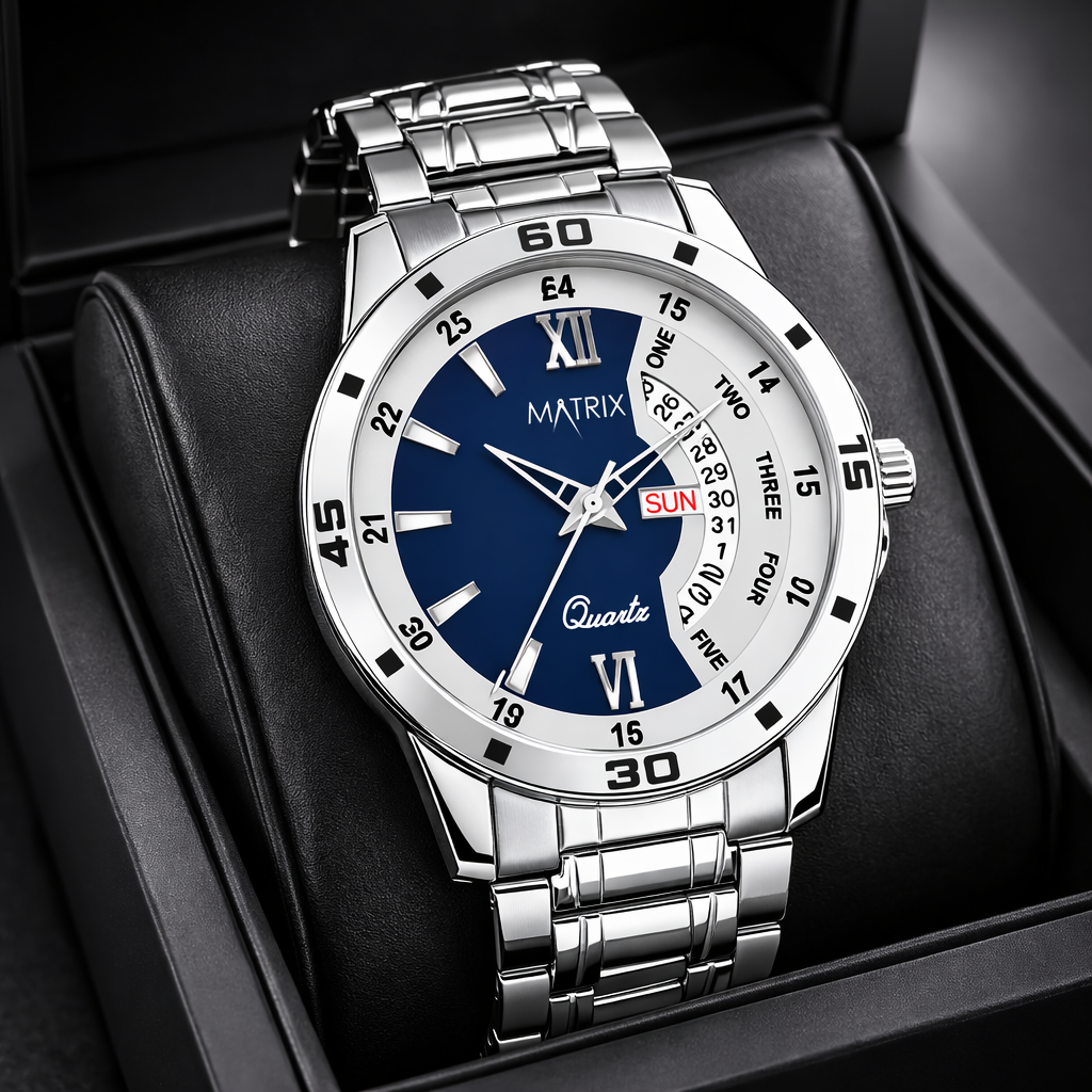 Matrix Antique Day and Date With Stainless Steel Strap Analog Watch for Men