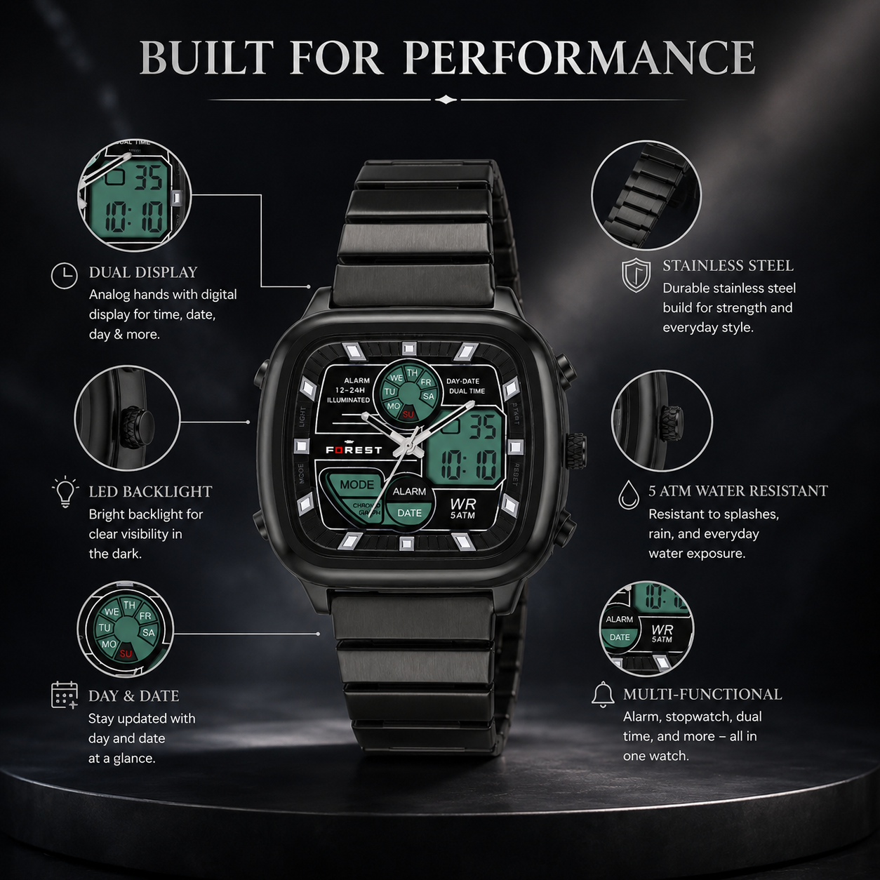 Matrix x Forest Edition ALPHA Digital Stainless Steel Sports Watch  for Men & Boys