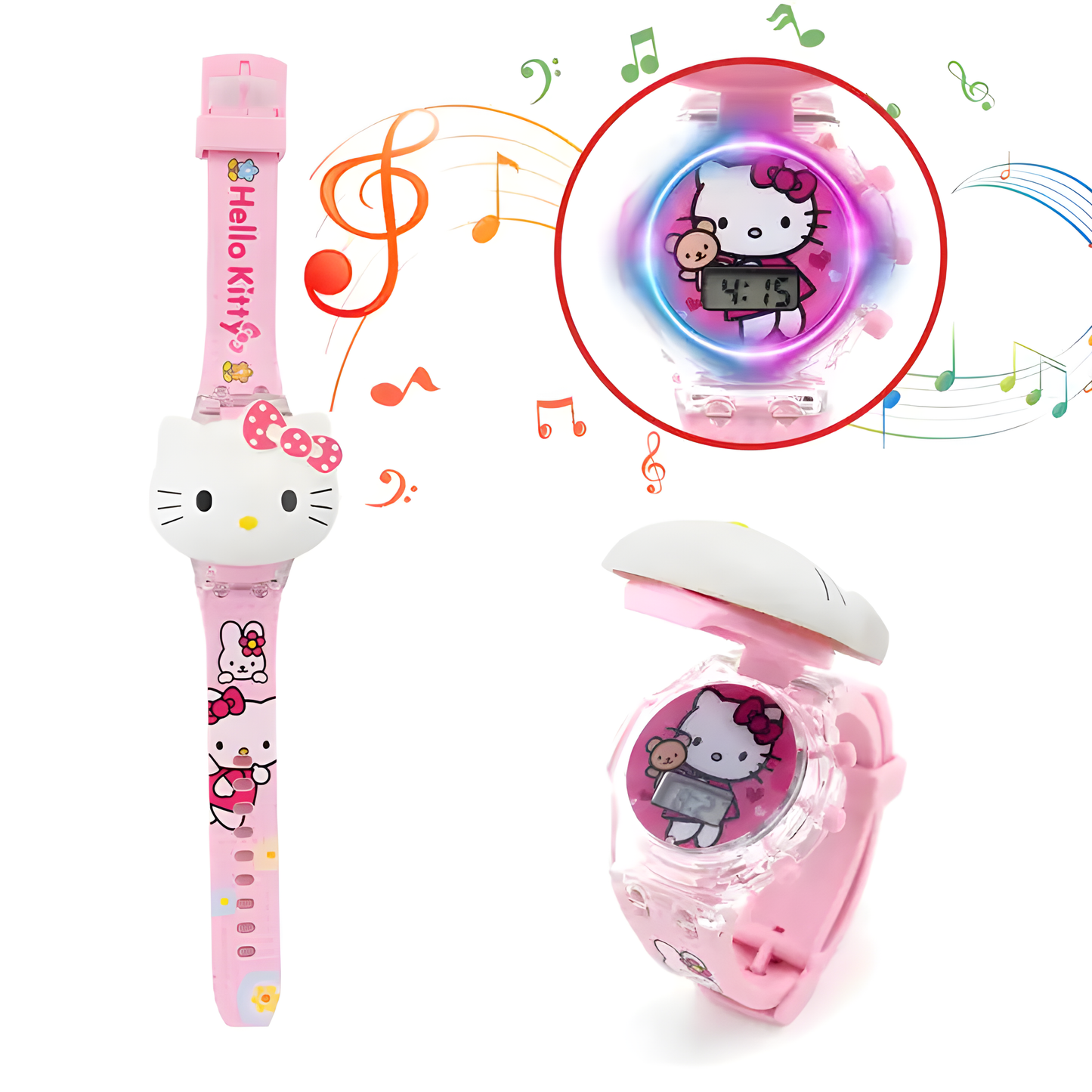 Matrix Hello Kitty Disco Light with Music Digital Watch for Kids